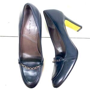 Tahari | La Salle -chain heel loafers 7.5  3 1/2” heel.